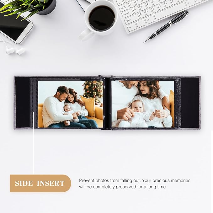 potricher Small Photo Album 4x6 100 Photos Linen Cover Picture Photo Book for Family Wedding Anniversary Baby Vacation (Green,100 Pockets)