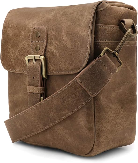 MegaGear Genuine Leather Camera Messenger Bag Mirrorless Portable electronic device cover
