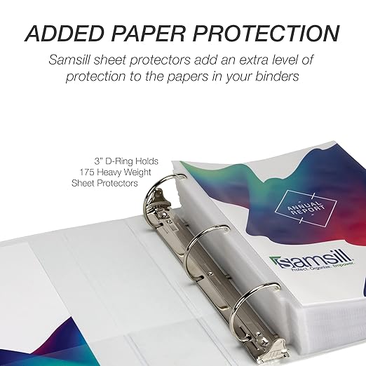 Samsill Durable 3 inch 3 Ring Binder, Made in USA, D Ring Binder, FSC 100% Recycled Chipboard, White