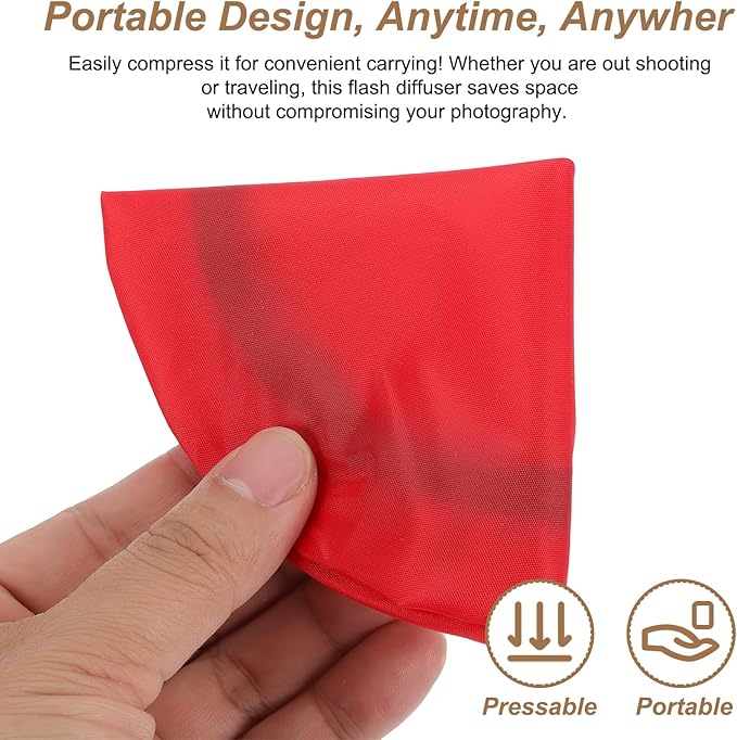 PATIKIL 6.3" x 6.3" Soft Mini Flash Diffuser Cap, 2 Pack Universal Elastic Flash Diffuser Cover for DSLR Camera Flashlight, Red