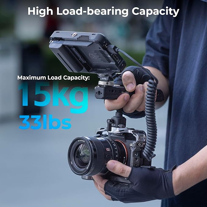 SmallRig Rotating Top Handle with NATO Clamp, Lightweight NATO Top Handle for Camera Cage, Maximum Capacity 15KG, One-Key Rotation 360°, with Cold Shoe Mount & 1/4''-20 Threaded Holes - 4152