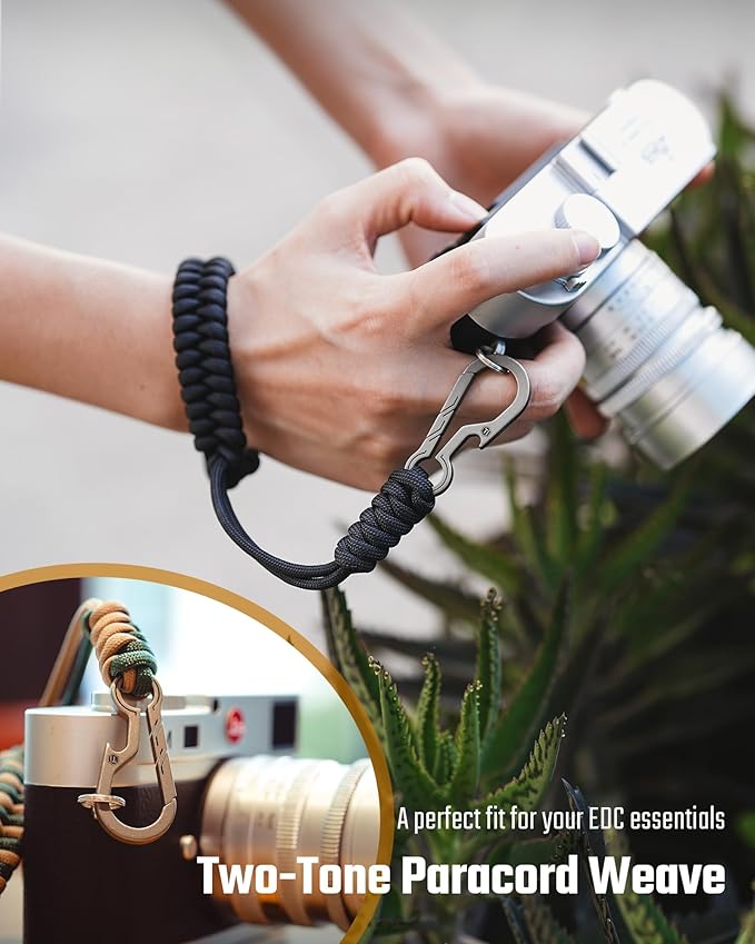 KeyUnity KC03 Camera Wrist Strap Adjustable Paracord with Carabiner, Braided Lanyard for Key, Cell Phone, Camera, and Wallet