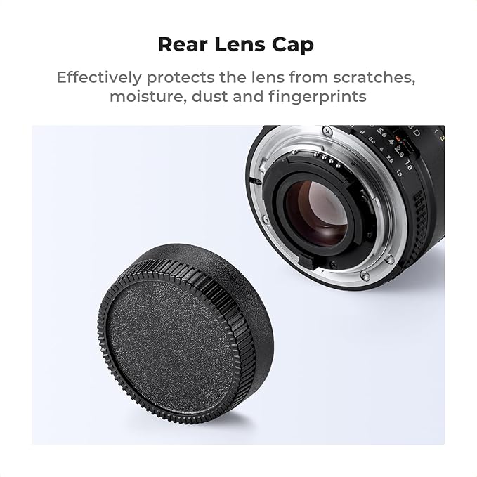 K&F Concept F Mount Rear Lens Cap & Body Cap Cover & Hot Shoe Cover Kit for for Nikon F Mount Camera Lens D5 D6 D500 D610 D750 D780 D810 D850 D3400 D3500 D5000 D5200 D5300 D5500 D5600 D7000 D7100 etc.