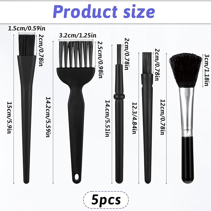 5 PCS Nylon Anti Static Dusting Brush, Mini Keyboard Cleaning Brushes Kit Electronics Cleaning Kit Small Spaces, Keyboard Cleaner Brushes Small Brush for Cleanings Computer Motherboard Camera