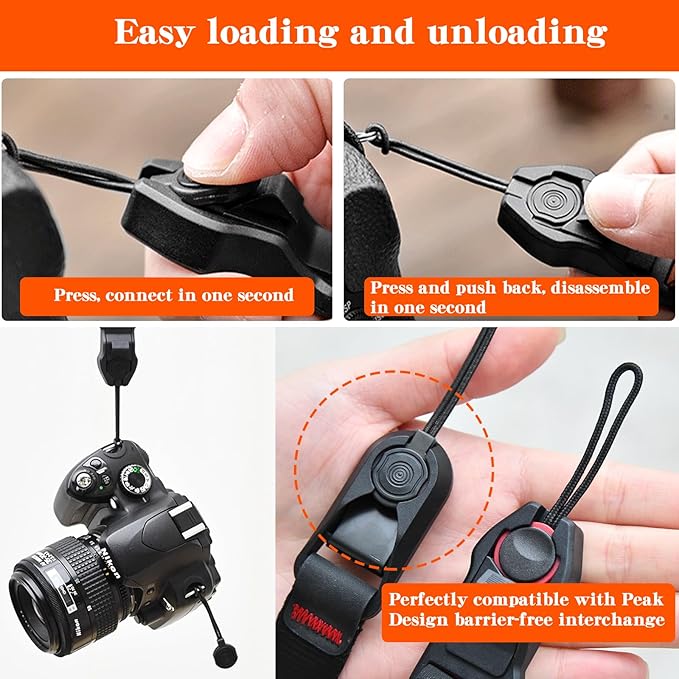 Anchor Connector Suitable for Peak Design Strap 3-Layer Structure Load-Bearing 198 lbs Suitable with DSLR Mirrorless Camera Telescopes (Black-2)