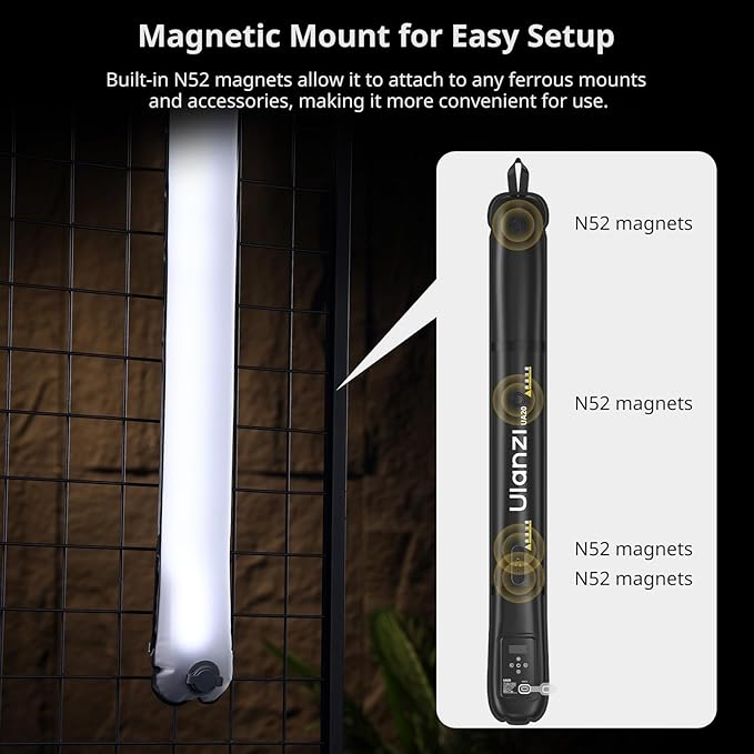 Ulanzi UA20 20W Bi-Color Inflatable Tube Light, Portable Handheld Magnetic 2700K to 6500K CRI 95+ Air Video Streaming Light 1/4" Mount Photography Lighting Stick