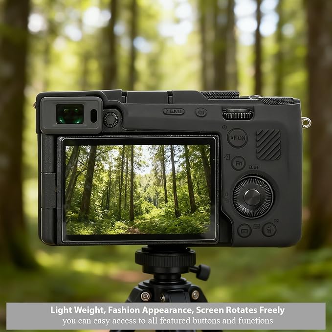 Frevyve Case for Sony A7CII/A7CR Camera Accessories, Soft Silicone Protective Case Skin with Screen Protector, Perfect Fit Sleeve, Lightweight, Anti-Scratch for Sony Alpha 7C II/7CR Cover (Black)