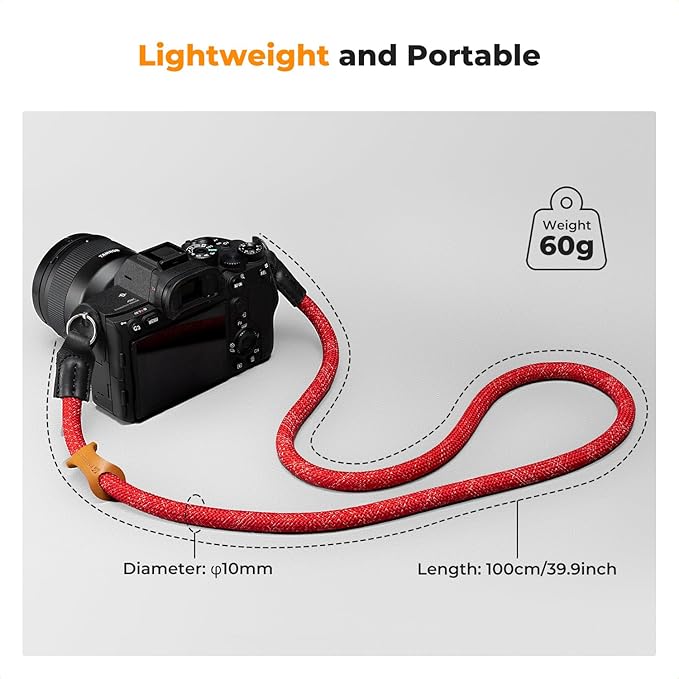 K&F CONCEPT Camera Neck Strap,100cm Nylon Rope Camera Shoulder Strap with O-ring for DSLR Camera-Red