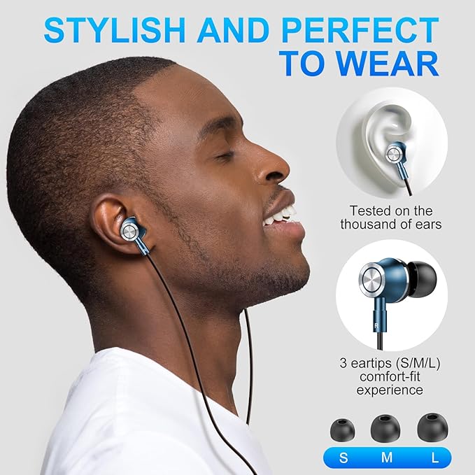USB C Wired Earbuds, in Ear Earphones for Laptop PC with Microphone, Magnetic Noise Isolation Headset Compatible for iPhone 16 15 Pro Max Plus iPad Pro Samsung MacBook