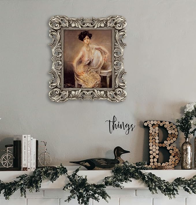 Silver Picture Frame 8x10 Ornate Vintage Baroque for Tabletop Wall Display, Gothic Antique Frame or Matted to 5x7 Photos