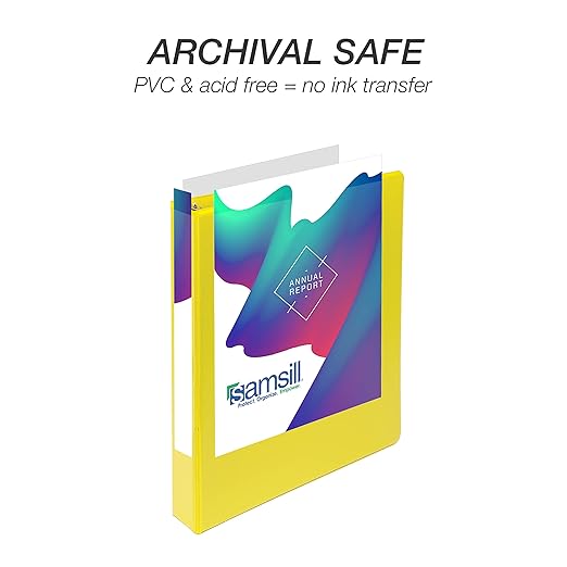 Samsill Durable 1 inch 3 Ring Binder, Made in USA, D Ring Binder, FSC 100% Recycled Chipboard, Yellow, 4 Pack