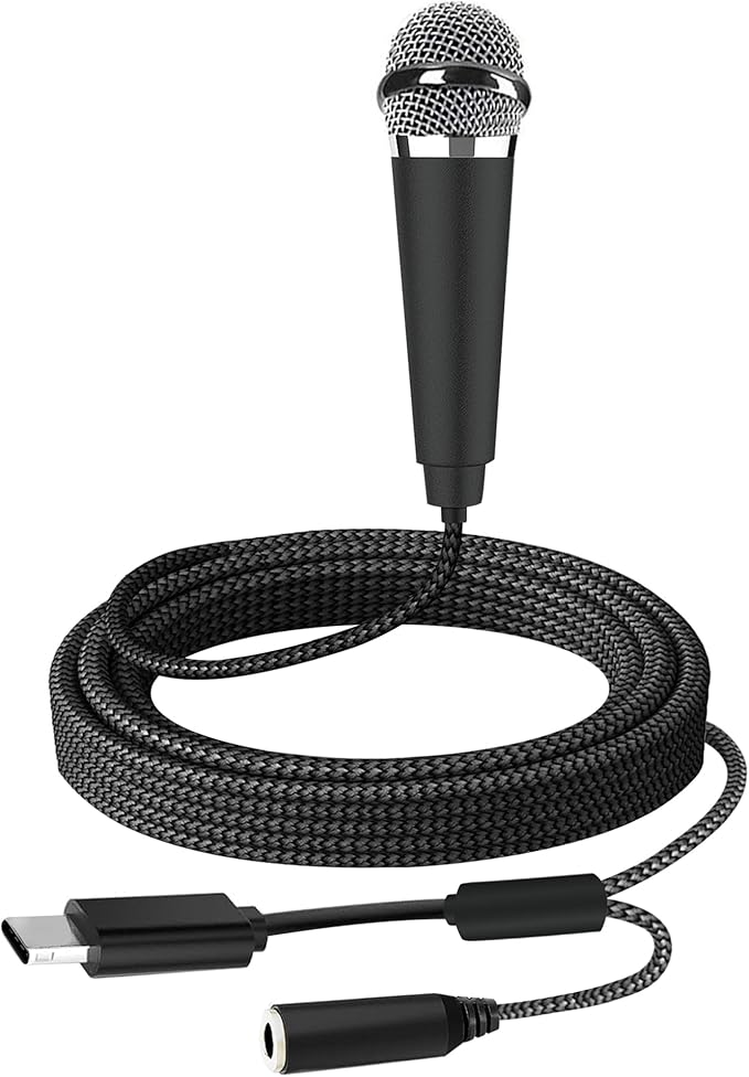USB C Mini Microphone Karaoke, Portable ASMR Microphone for Android Phone/iPhone 15/Laptop/Mac, Wired Mic for Voice Recording, Singing, Interviews, Vlogs, YouTube, TIK Tok (Black)