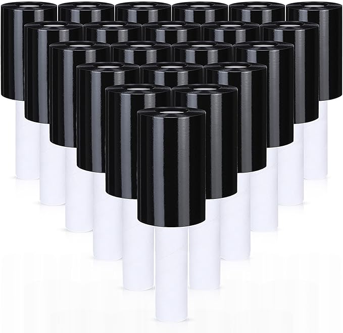 Sherr 20 Rolls 5 Inch x 800 Feet Black Stretch Shrink Wrap Film with Handle 80 Gauge Heavy Duty PE Industrial Plastic Wrap for Packing, Moving, Furniture & Pallet, Self Adhering Packaging Film