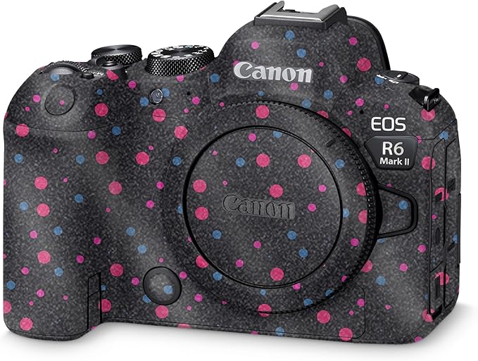 Glossy Glitter Camera Skin Compatible with Canon EOS R6 Mark II Camera (2022) - Magenta Dots - Premium 3M Vinyl Protective Wrap Decal Cover - Easy to Apply | Crafted in The USA by MightySkins