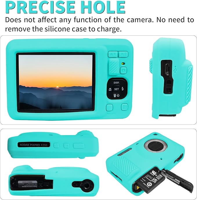 Easy Hood Camera Case for Kodak PIXPRO FZ55, Soft Silicone Cover Anti-Scratch Slim Fit FZ55 DSLR Camera Sleeve Body Skin Travel Protective Case, Blue