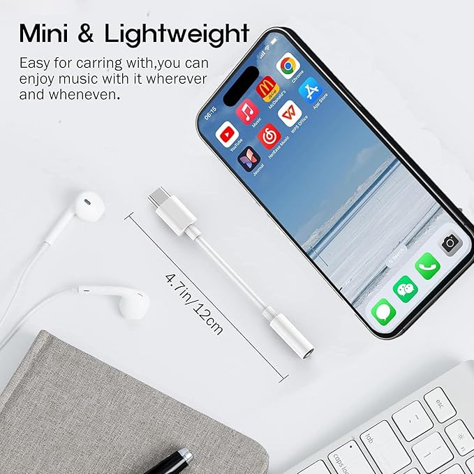 USB C to 3.5mm iPhone 16 Headphone Adapter 2Pack for iPhone 17/16 Pro Max/16 Plus/16e,Type C to Car Jack Aux Audio Dongle Cable Cord for Google Pixel 10 Pro XL 9 8A, Samsung Galaxy S24