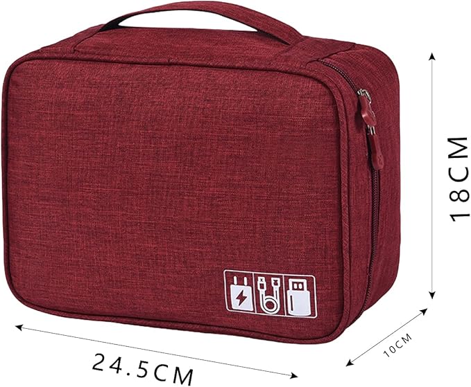 Electronic Accessories Organizer, Portable Travel Cable Storage Bag Tech Pouch with Adjustable Compartments Water-Resistant Handbag for Smart Device Cords Chargers Hard Drives Gadgets