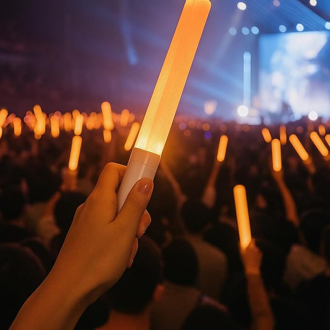 LED Glow Sticks Reusable Glow Party Favor Supplies Multicolor Light Up Stick Idol Concert LED Flashing Bright Glow Lightsticks for Wedding, Birthday, Raves, Concert, Halloween, Christmas (White-2Pack)