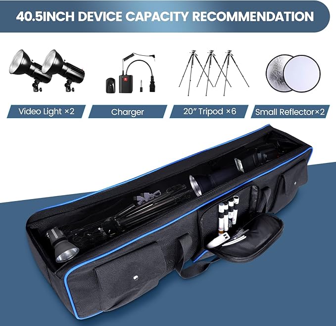 YOREPEK Tripod Carrying Case Bag 40.5", Resistant Light Stand Bag with 2 Protective Pads, Photo Studio Equipment Case fit Tripods Manfrotto, Monopods, Speaker Stands, Umbrellas, Accessories, Travel
