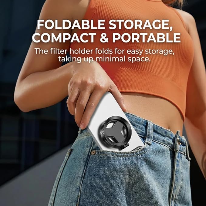 Anti-Glare Magnetic Phone Filter, Magnetic CPL Filter for Phone, Foldable Portable Lens Attachment, Rotatable Filter Lens Compatible, Clear Photos Through Glass, with Storage Bag (2PCS)