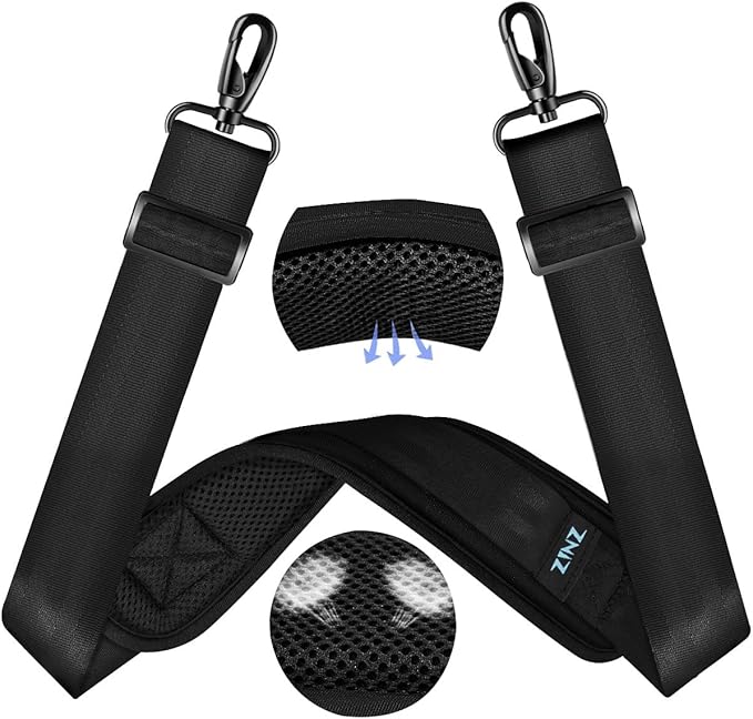 ZINZ 60" Universal Bag Strap with Ultra-Thick Fixed Breathable Pad Adjustable Heavy-Duty Shoulder Strap for Laptop Crossbody Luggage Gym Camera Bag and More -B01K01