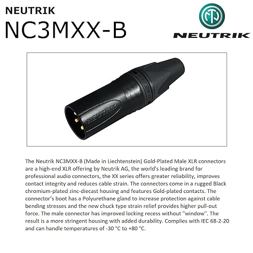 2 Units - 3 Foot - WBC-PRO-Quad Ultra-Silent Ultra-Flexible Balanced Star-Quad Cable with Neutrik Male & Female XLR Plugs & Black Tweed Jacket