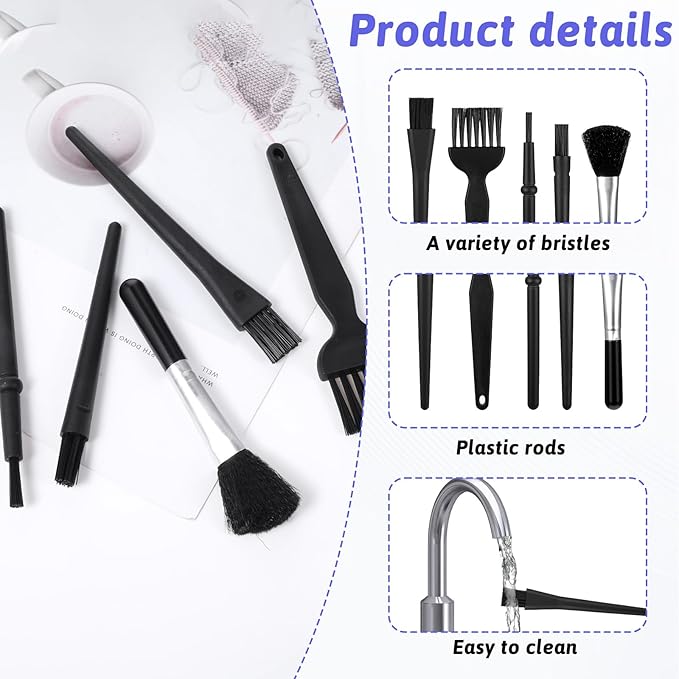 5 PCS Nylon Anti Static Dusting Brush, Mini Keyboard Cleaning Brushes Kit Electronics Cleaning Kit Small Spaces, Keyboard Cleaner Brushes Small Brush for Cleanings Computer Motherboard Camera