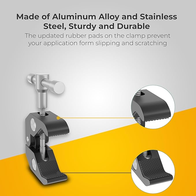 REFLEX CAMERA Super Clamp with 1/4" and 3/8" Thread Ideal Magic arm clamp with Rotary Handle for Photography, Tripod, Lights, Umberellas, DSLR Cameras, Shelves, Rods, Light Stands - Fully Adjustable