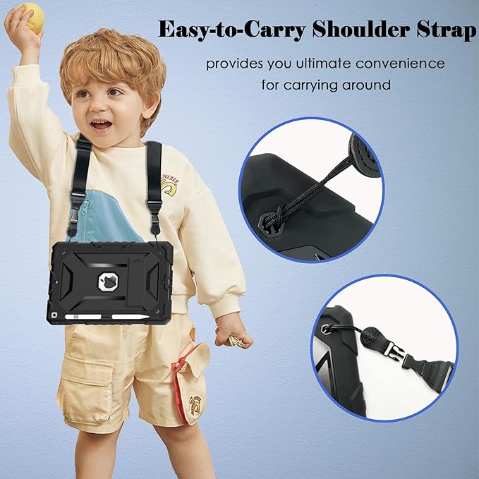 TIMISM Shoulder Strap, 59 inch Adjustable Removable Shoulder Straps, Sturdy Nylon Comfortable Shoulder Strap, Universal Replacement Strap Holder Cross Body for Tablet Case/Camera/Crossbody Bag, Black