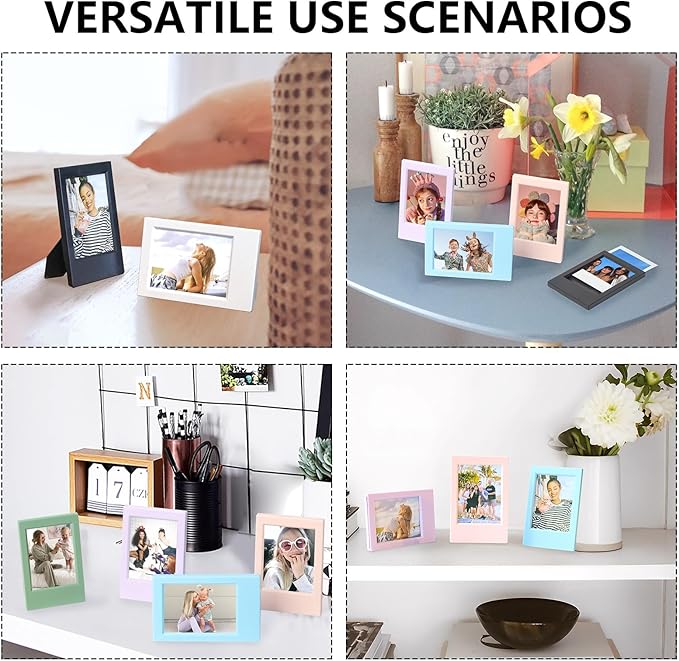 WOGOZAN 2x3 Mini Picture Frame for Fujifilm Instax Mini 12/11/99/41/40/SE/EVO Classic Polaroid Frames 2.15x3.4 Inches Photo Wallet Sized Picture Frame with Protective Film (Colorful) (7 Pack)