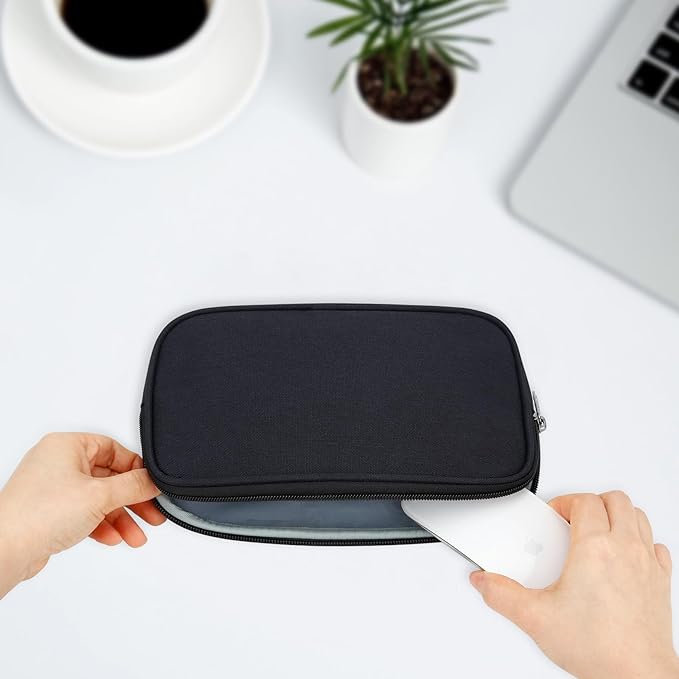 Travel Case Organizer for Small Electronics and Accessories,Tech Bag, Travel Essentials for Mouse, Cord, Charger, Phone, Earphone, Power Bank, Hub, Toiletries, Cosmetics, Personal Items (Black)