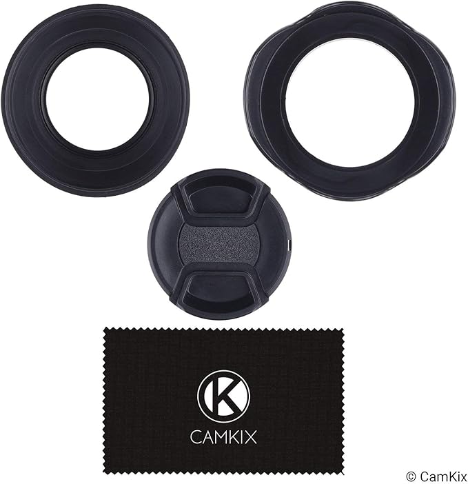 72mm Set of 2 Camera Lens Hoods and 1 Lens Cap - Rubber (Collapsible) + Tulip Flower - Sun Shade/Shield - Reduces Lens Flare and Glare - Blocks Excess Sunlight for Enhanced Photography and Video