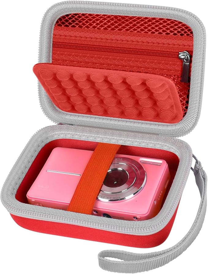 Digital Camera Case for CAMKORY/for Kodak Pixpro/for VAHOIALD/for Sony DSCW800 830/ for Canon PowerShot 180 190. Kids Vlogging Cameras Storage Holder for Accessories (Box Only)-Red