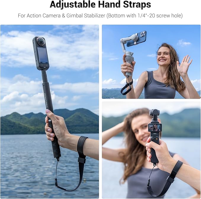 Adjustable Nylon Camera Hand Wrist Strap Lanyard with 1/4"20 & Quick Release Design for DJI Osmo Pocket 3 Pocket3 Creator Combo Accessories Xtra Muse Osmo 360 Insta 360 X5 X4 X3 Mobile 7P 6 Stabilizer