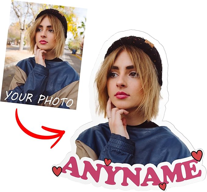 Custom Sticker Personalized Stickers with Image Picture Customized Your Own Photo Die Cut Waterproof Vinyl Sticker for Laptop Water Bottle Phone Case Merchandise Decor Decal Gift (Color Name Photo)