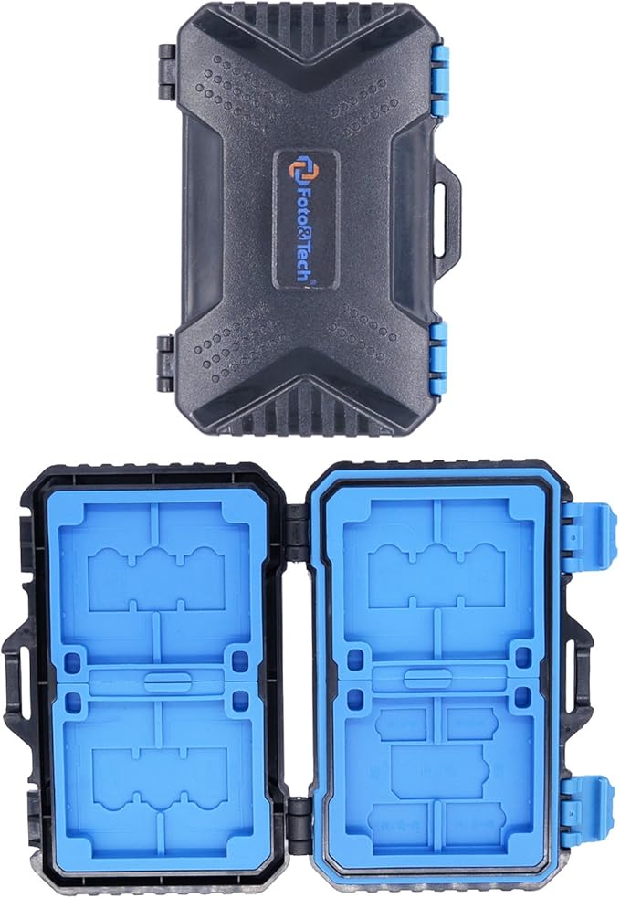 Foto&Tech High Capacity Multi-Format Storage Case - 28 Slot Waterproof Case for SD, CF, TF Cards; Includes Micro SD, SIM Card Holders