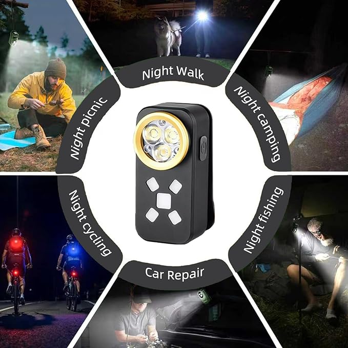 Rechargeable EDC Flashlight, Mini LED Flashights, 500 Lumens Portable Clip EDC Light, Pocket Flashlights, Magnetic Small Keychain Flashlight for Signaling, Camping, Emergency (Black)