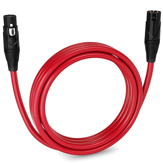 LyxPro 10 Feet XLR Microphone Cable Balanced Male to Female 3 Pin Mic Cord for Powered Speakers Audio Interface Professional Pro Audio Performance and Recording Devices - Red