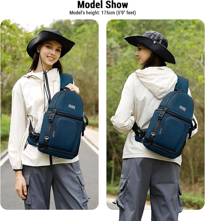 MOSISO Camera Sling Bag, DSLR/SLR/Mirrorless Camera Case Shockproof Photography Camera Backpack with Tripod Holder & Removable Modular Inserts Compatible with Canon/Nikon/Sony/Fuji, Deep Teal