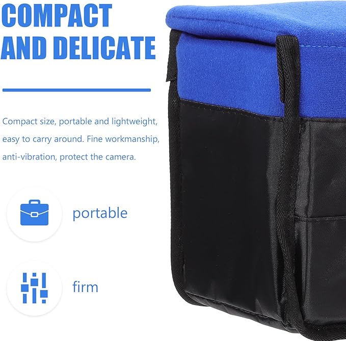 OKUMEYR Portable Shockproof Camera Bag Insert for DSLR Photography Outdoor Use Blue Padded Storage Pouch