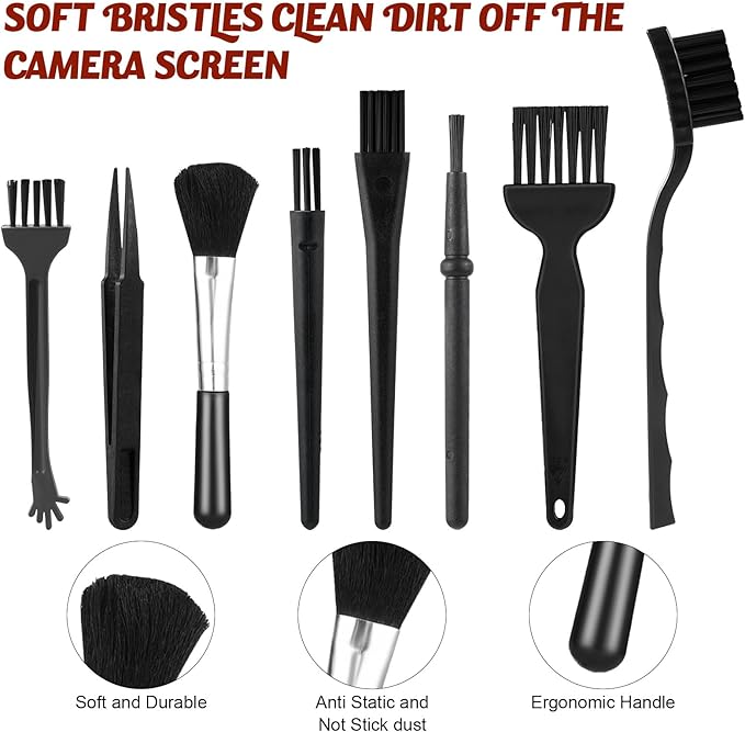 8 Pcs Mini Keyboard Cleaning Brushes Kit, Anti Static Electronic Dust Cleaning Brushes with PP Handle and Nylon Bristles, Keyboard Cleaning Brush for Computer Keyboard and Small Spaces