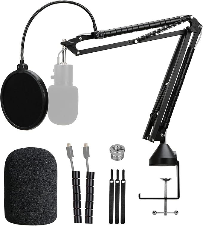 Razer Seiren X Boom Arm with Pop Filter - Professional Mic Stand for Broadcasting and Recording by YOUSHARES