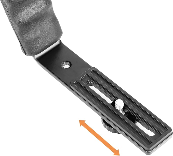 ChromLives Camera L Bracket Mount Video Grip L-Bracket with Dual Flash Cold Shoe Mount 1/4'' Tripod Screw, Heavy Duty Padded Hand Grip for DSLR Camera Camcorder (Updated)