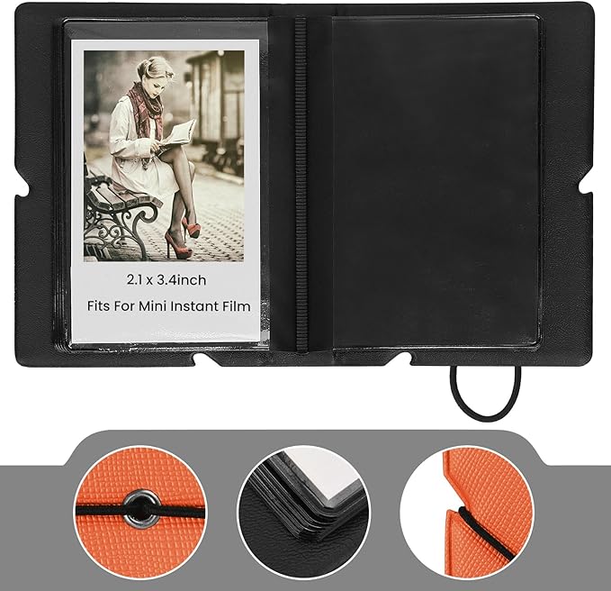 Lifting 2 Pack Mini Photo Album with 28 Pocket 2x3 Inch Pictures Fits for Fujifilm Instax Mini 7s 8 9 11 25 26 40 50s 90 Evo Z2300 Instant Camera, Polaroid Snap,Kpop Photocard Holder (Salmon Orange)