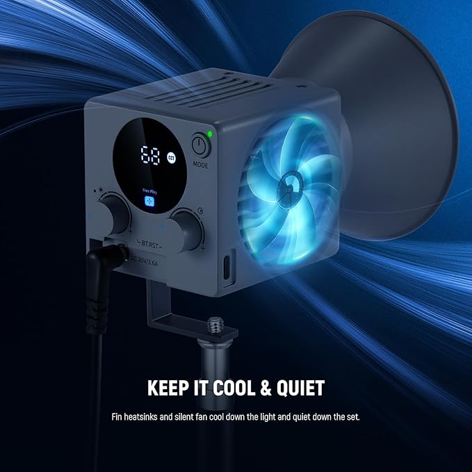 NEEWER HS60B Mini Video Light with App Control, 60W Handheld Portable Bi Color COB LED Continuous Output Lighting with 35000lux/1m 2700-6500K 0-100% PWM Dimming CRI/TLCI 97+ 12 Scenes USB Type C