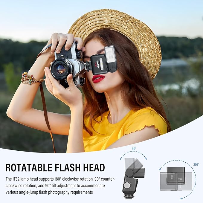 Godox IT32 TTL Camera Flash for Canon with X5C Trigger & Diffuser kit,Magnetic Hotshoe & Trigger 2-in-1,2.4G Wireless,HSS 1/8000s,GN18,LED Modeling Lamp,Colorful Touch Screen,Rotatable Flash Head