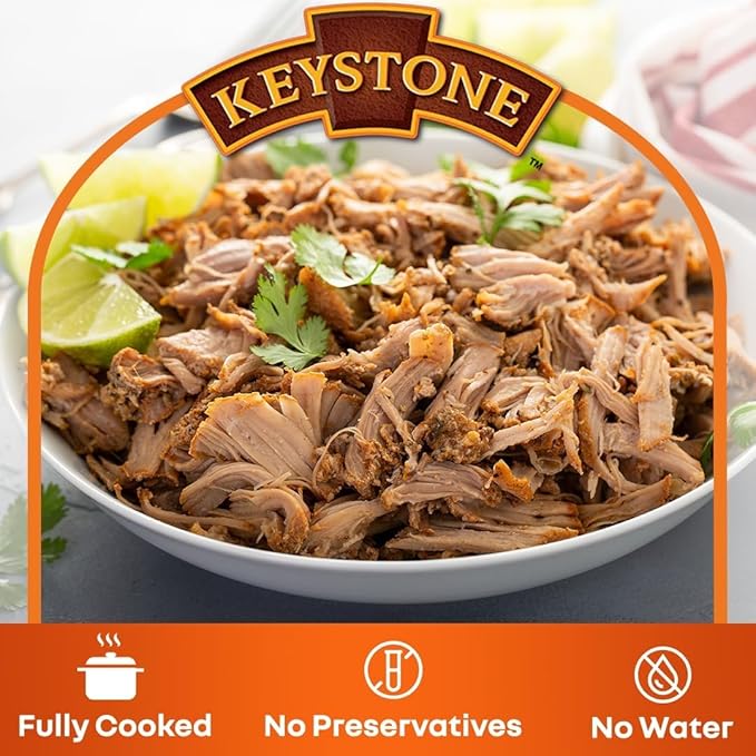 Keystone Meats All Natural Heat and Serve 5 Can Variety Pack (Beef, Chicken, Pork, Turkey, Ground Beef) Fully Cooked, Ready to Eat Canned Meat for Everyday Meals, Emergency, Camping, Pantry Staple 5 Years Shelf Life 28oz Each Made in USA