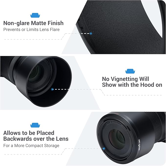 JJC ET-60B Lens Hood for Canon RF-S 55-210mm f/5-7.1 is STM Telephoto Zoom Lens on Canon R50 R100 Replaces Canon ET-60B with Reversible Design, Compatible with 55mm Filter and Lens Cap
