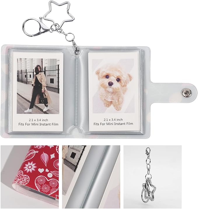 Mini Polaroid Instax Photo Album Book Holds 32 Photos for 2x3 Fujifilm Instax Mini 12 11 9 40 99 90 8 7 Evo LiPlay Instant Camera, Polaroid Snap PIC-300 Z2300 Instant Camera. (Hearts Doodle, 1 Pack)