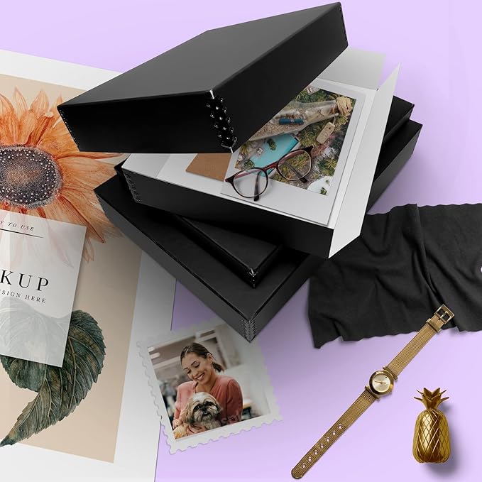 Golden State Art, Acid-Free Archival 9x12 Inches Metal Edge Drop Front Museum Photo Storage Box, Preserve Documents, Prints, Pictures, Photographs, Arts And Crafts, Black